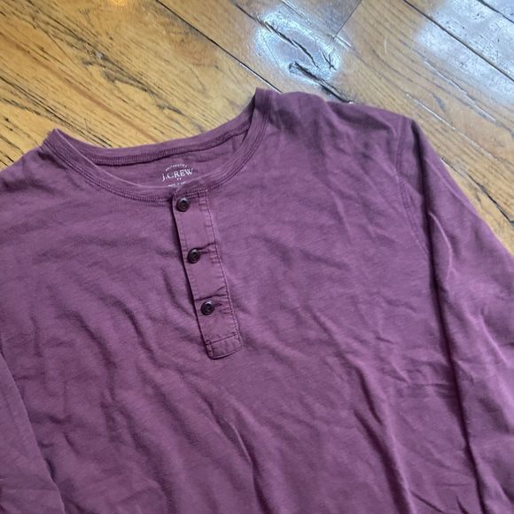 J Crew Red Henley Long Sleeve Size Large T Shirt - Picture 2 of 6